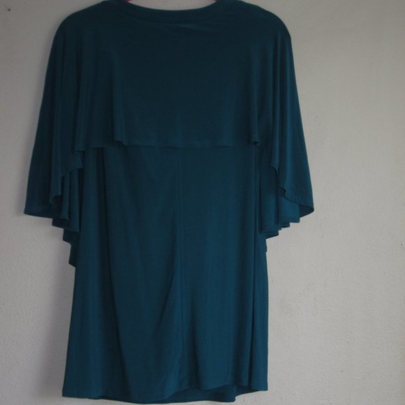 ANTTHONY Original Caped Top and Pant Set in Teal Blue - Picture 3 of 5